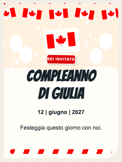 Invito digitale di compleanno: Canada