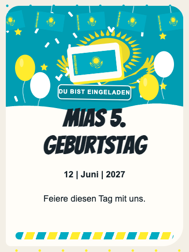 Digitale Geburtstagseinladung: Kasachstan