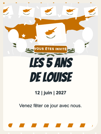 Invitation d’anniversaire numérique: Chypre