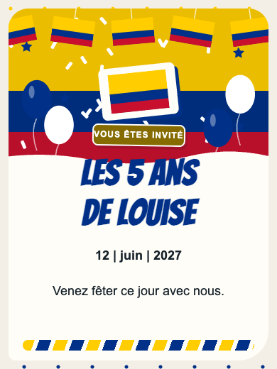 Invitation d’anniversaire numérique: Colombie
