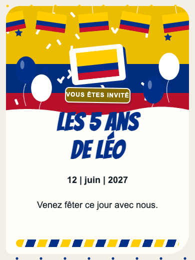 Invitation d’anniversaire numérique: Colombie