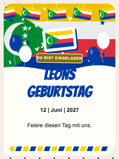 Digitale Geburtstagseinladung: Komoren