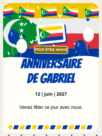 Invitation d’anniversaire numérique: Comores