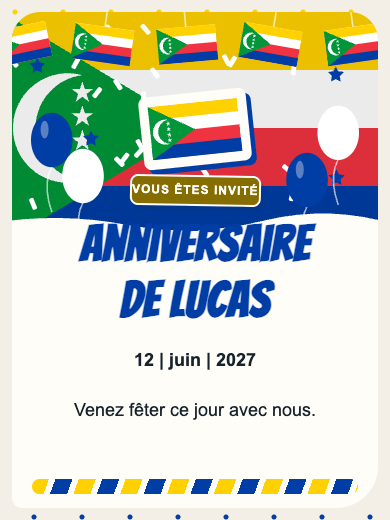 Invitation numérique: Comores — Pays