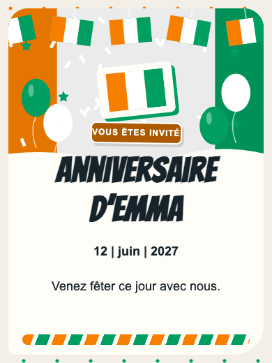 Invitation d’anniversaire numérique: Côte d’Ivoire