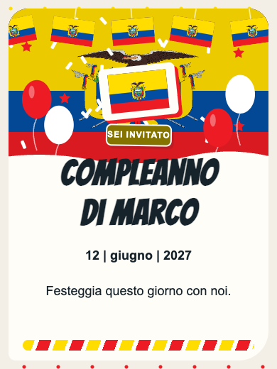 Invito digitale di compleanno: Ecuador
