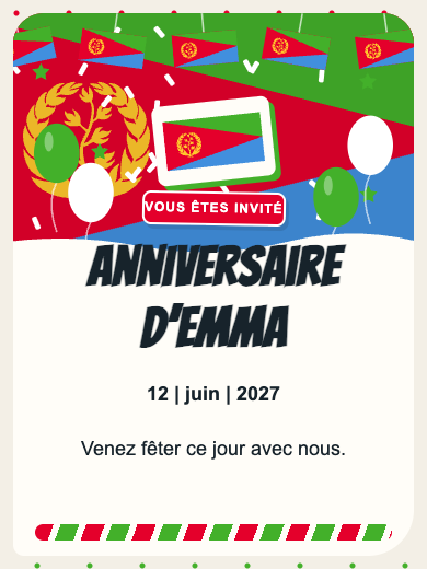 Invitation d’anniversaire numérique: Érythrée