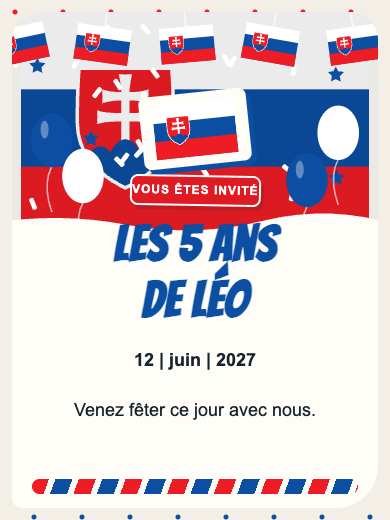 Invitation d’anniversaire numérique: Slovaquie