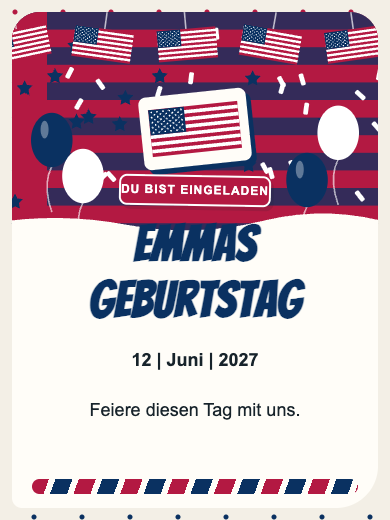 Digitale Geburtstagseinladung: Vereinigte Staaten