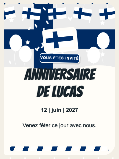 Invitation d’anniversaire numérique: Finlande