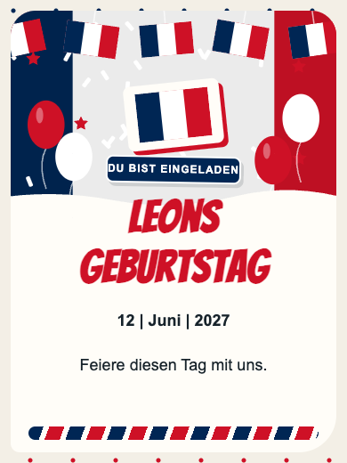 Digitale Geburtstagseinladung: Frankreich