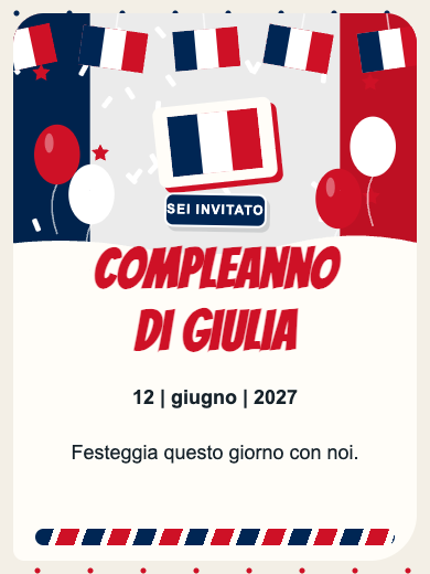 Invito digitale di compleanno: Francia