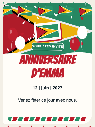 Invitation d’anniversaire numérique: Guyana
