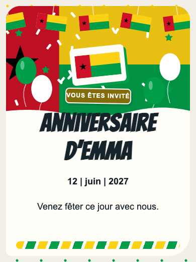 Invitation d’anniversaire numérique: Guinée-Bissau