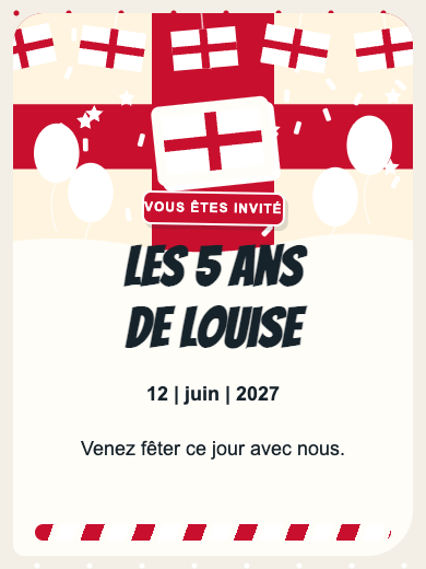 Invitation d’anniversaire numérique: Angleterre
