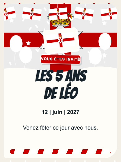 Invitation d’anniversaire numérique: Irlande du Nord