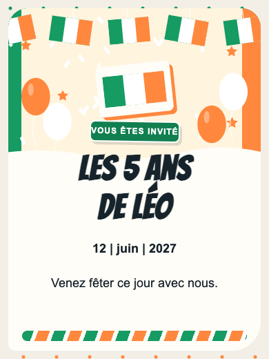 Invitation d’anniversaire numérique: Irlande
