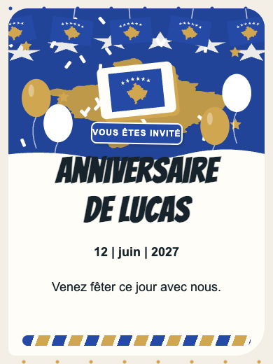 Invitation d’anniversaire numérique: Kosovo