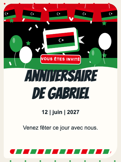 Invitation d’anniversaire numérique: Libye
