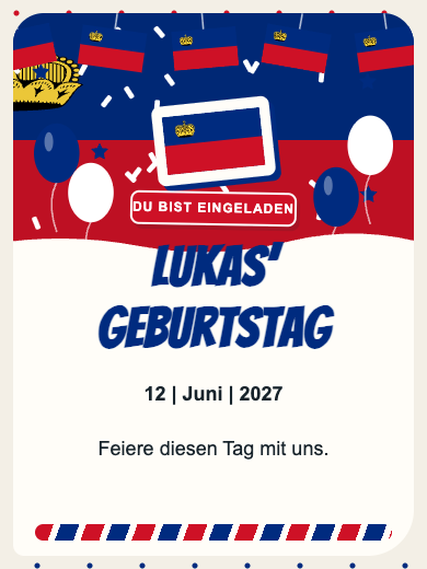 Digitale Geburtstagseinladung: Liechtenstein
