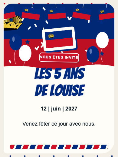 Invitation d’anniversaire numérique: Liechtenstein
