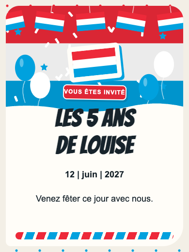Invitation d’anniversaire numérique: Luxembourg