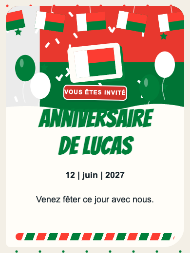 Invitation d’anniversaire numérique: Madagascar