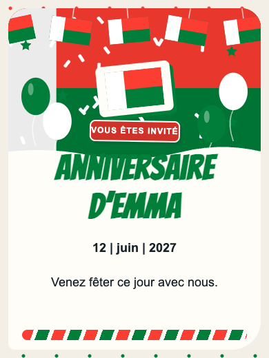 Invitation d’anniversaire numérique: Madagascar