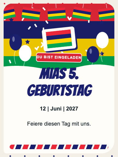 Digitale Geburtstagseinladung: Mauritius