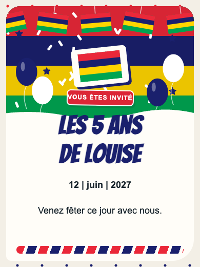 Invitation d’anniversaire numérique: Maurice