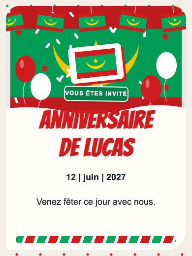 Invitation d’anniversaire numérique: Mauritanie