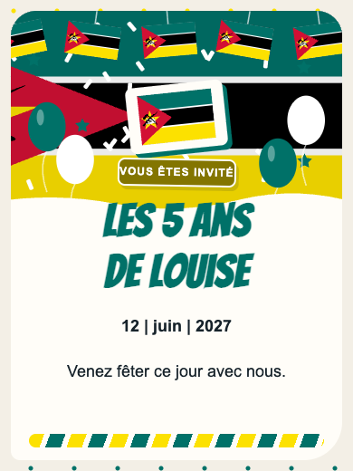 Invitation d’anniversaire numérique: Mozambique