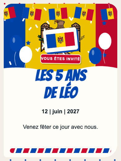 Invitation d’anniversaire numérique: Moldavie