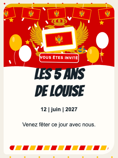 Invitation d’anniversaire numérique: Monténégro