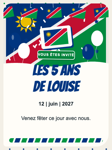 Invitation d’anniversaire numérique: Namibie