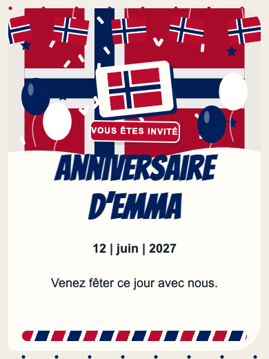 Invitation d’anniversaire numérique: Norvège