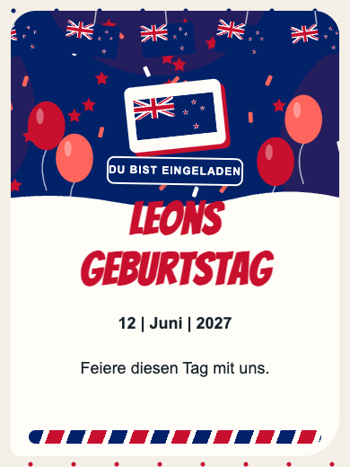 Digitale Geburtstagseinladung: Neuseeland