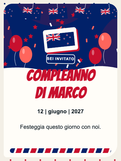 Invito digitale di compleanno: Nuova Zelanda