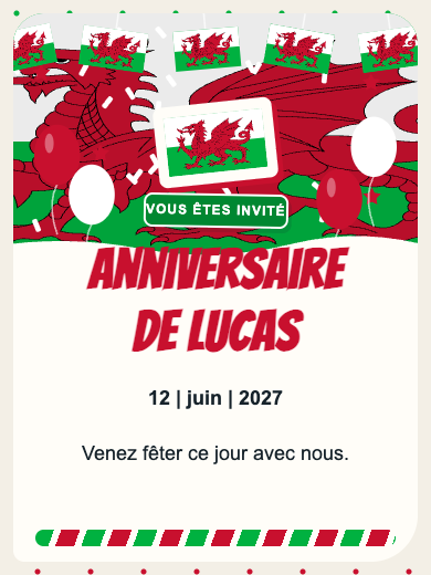 Invitation numérique: Pays de Galles — Pays