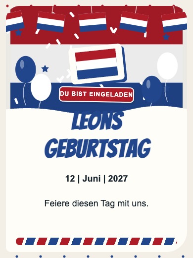 Digitale Geburtstagseinladung: Niederlande
