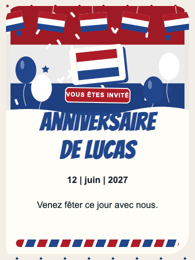 Invitation d’anniversaire numérique: Pays-Bas