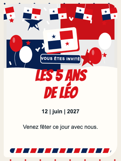 Invitation d’anniversaire numérique: Panama