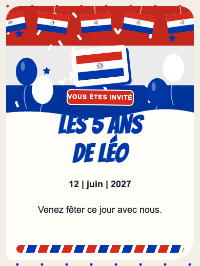 Invitation d’anniversaire numérique: Paraguay