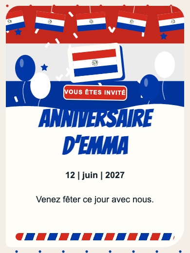 Invitation d’anniversaire numérique: Paraguay