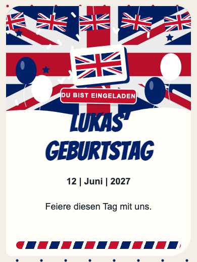 Digitale Einladung: Vereinigtes Königreich — Länder