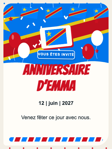 Invitation d’anniversaire numérique: Congo-Kinshasa