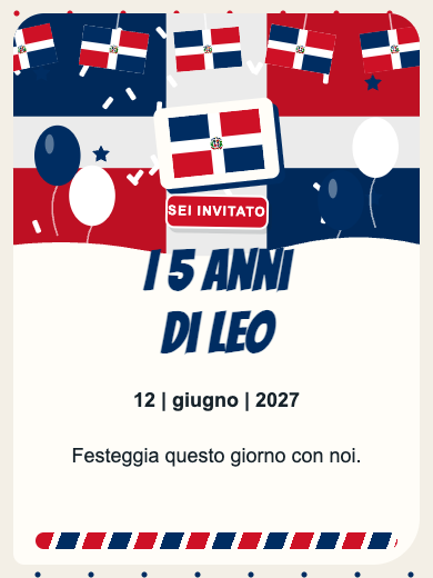 Invito digitale di compleanno: Repubblica Dominicana