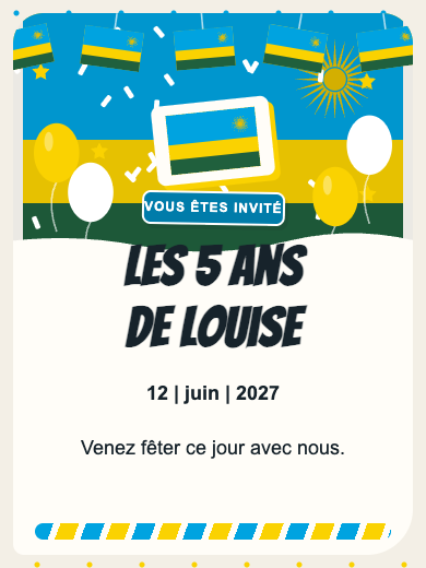 Invitation d’anniversaire numérique: Rwanda