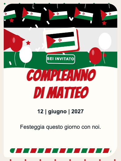 Invito digitale di compleanno: Sahara Occidentale