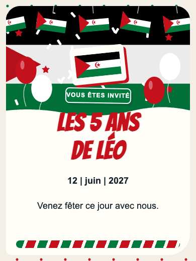Invitation d’anniversaire numérique: Sahara occidental